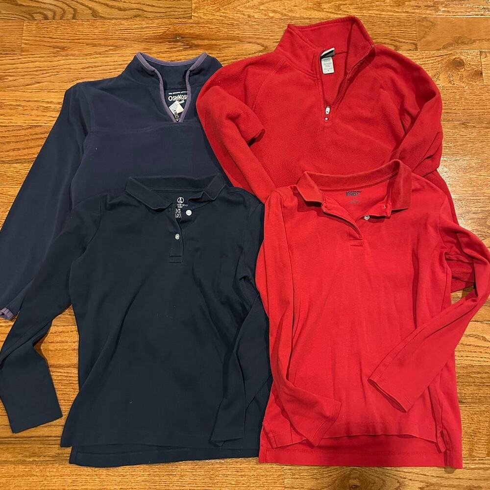 4 Boys Uniform tops 2 polos 2 fleece 10-12